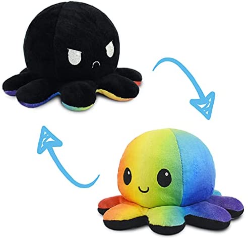 The Original Reversible Octopus Black/Rainbow Plush