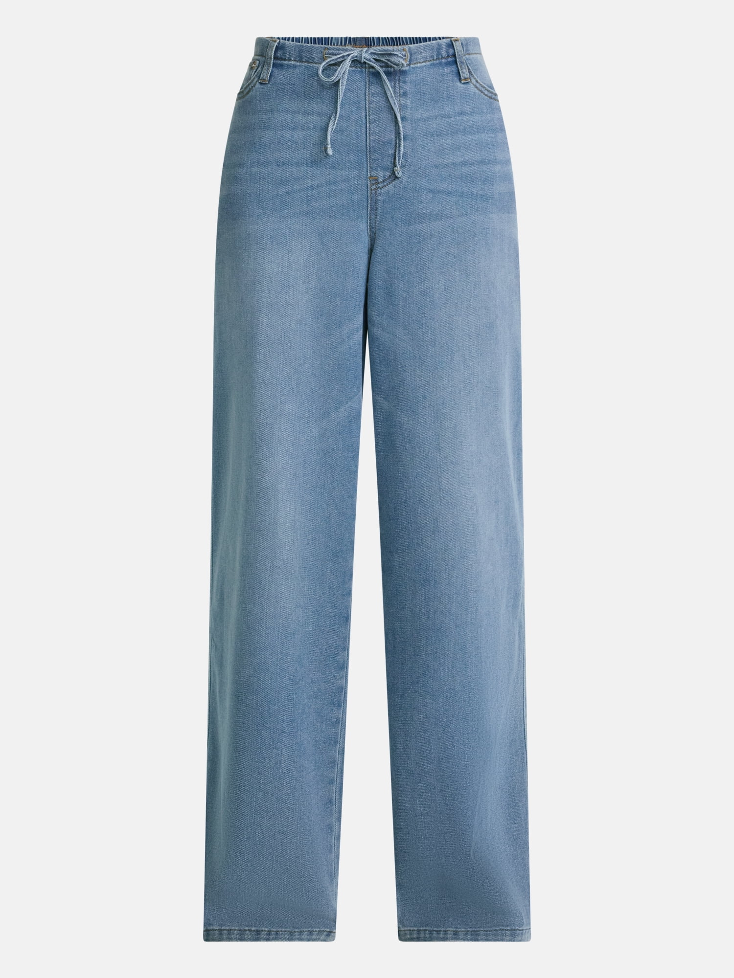 No Boundaries Mini Waistband Wide Leg Pants, 31'' Inseam, Women's XXS-XXL