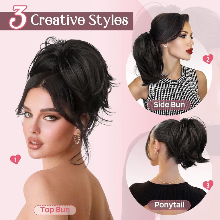 Messy Bun Hair Piece, Claw Clip in Straight Hair Bun 9 Inch  display picture 2