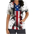 thumbnail image 3 of Gamivast Scrubs for Women Distressed Flag Star Print Short Sleeve Nursing Scrubs Breathable V-Neck Scrub Shirts Relaxed Healthcare Workwear Top, 3 of 5