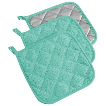 Aqua Terry Potholder - Set of 3