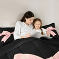 thumbnail image 5 of Feelyou Black Pink Bowknot Twin Bedding Sets 7-Piece for Girls, Kawaii Bow-tie Ribbon Bedding Comforter Set, Cute Princess Style Reversible Sheet Sets, Lightweight Room Decor, 5 of 8