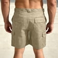 thumbnail image 4 of Big And Tall Men's Cargo Shorts With Elastic Waist And Drawstring Featuring Durable Fabric And Contrast Pocket Lining For Summer Work Hiking Fishing Khaki XXL, 4 of 5