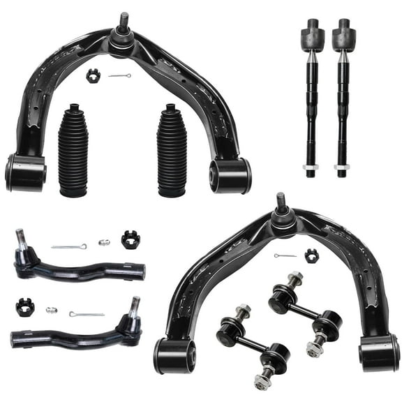 Detroit Axle - Front End 10pc Suspension Kit for Nissan Titan Armada Infiniti QX56 QX80, 2 Upper Control Arms w/Ball Joints 2 Sway Bar Links 4 Tie Rods 2 Boots Replacement