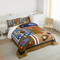 thumbnail image 3 of Feelyou Rugby Sports Lover Full Size Comforter Sets for Boy, Soccer Football Bedding Comforter Set, Brown Retro Patchwork Bedding Sets, Super Cozy Room Decor, 3 Pieces, 3 of 8