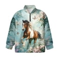 thumbnail image 5 of Xoenoiee Horse Butterfly Flower Print Girls Half Zip Sweatshirt Fleece Quarter Zip Pullover Sweatshirts Fall Winter Clothes for Teen Girl, Size 9-10 Years, 5 of 7