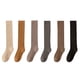 thumbnail image 1 of 1 par de medias hasta la rodilla gruesas, elásticas, de color sólido, antideslizantes, cómodas, cálidas, suaves, para otoño e invierno, para mujer, calcetines largos de felpa para uso diario, beige., 1 of 7