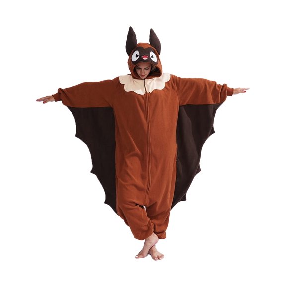 vavalad Adult Bat Onesie Pajamas Animal Cosplay Costume Halloween One-Piece Jumpsuit for women men