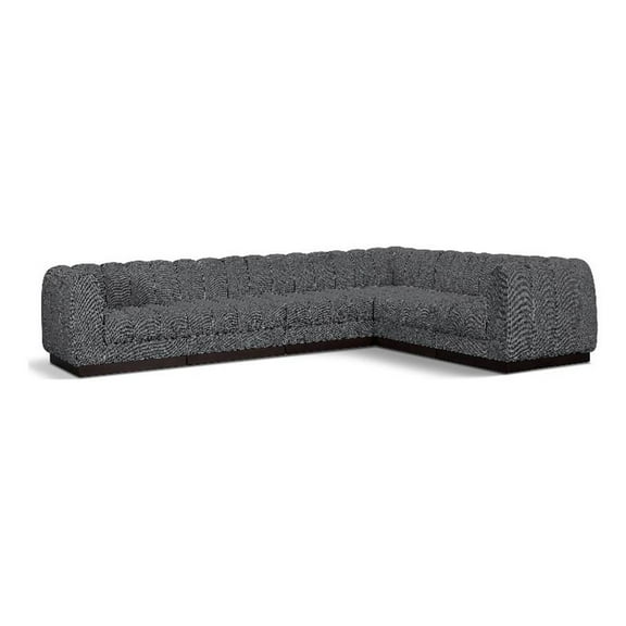Pemberly Row133" 6-Piece Contemporary Fabric Modular Sectional in Dark Gray