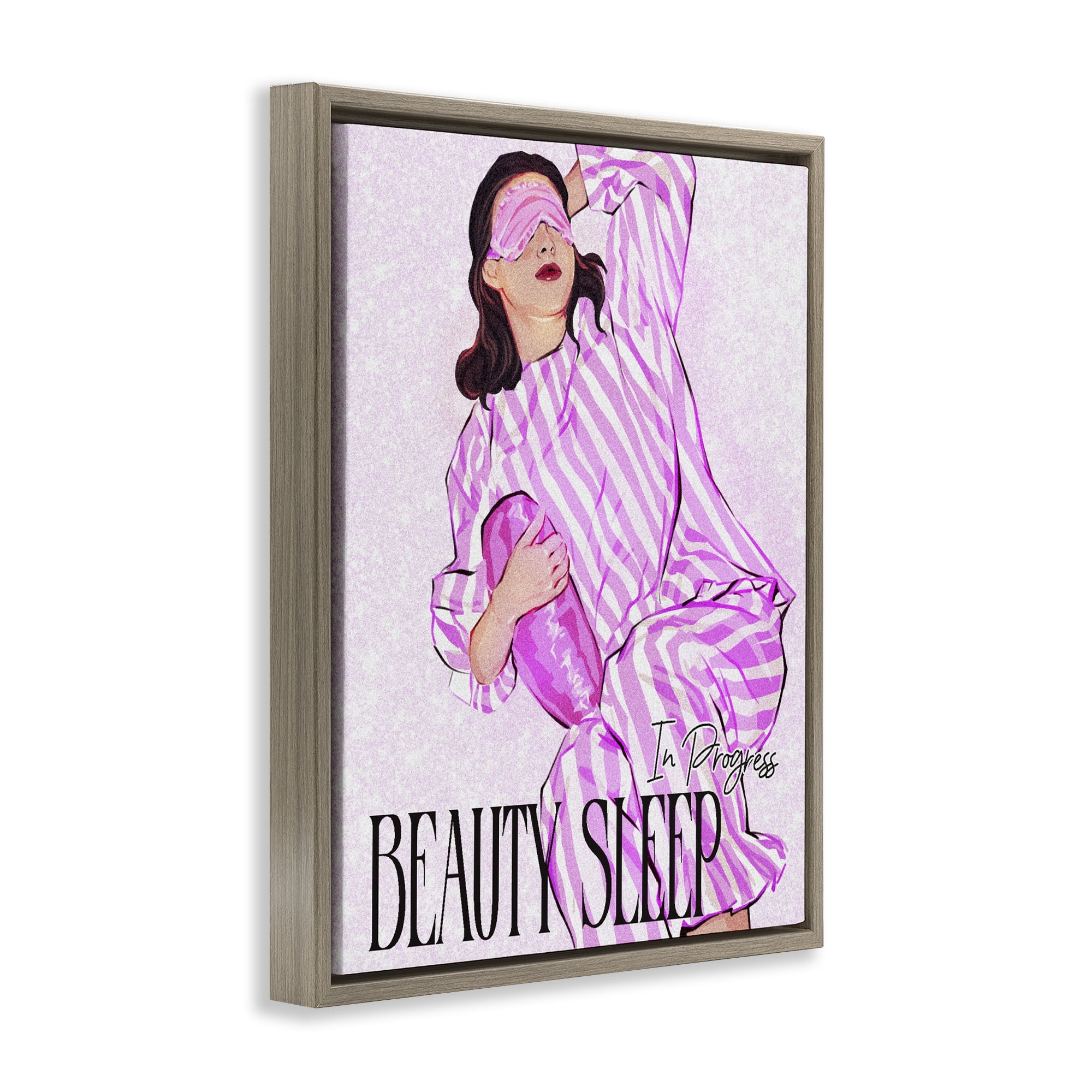 Stupell Industries Beauty Sleep In Progress Brown Framed Floater Canvas Wall Art, design by Ziwei Li