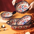thumbnail image 4 of Household Underglaze Tableware Ceramic High Temperature Baking Dish Large Capacity Handle Bowl Deep Dish, 4 of 6