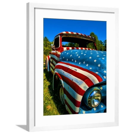 Old Ford Truck Painted with American Flag Pattern, Rockland, Maine, Usa Framed Print Wall Art By Bill