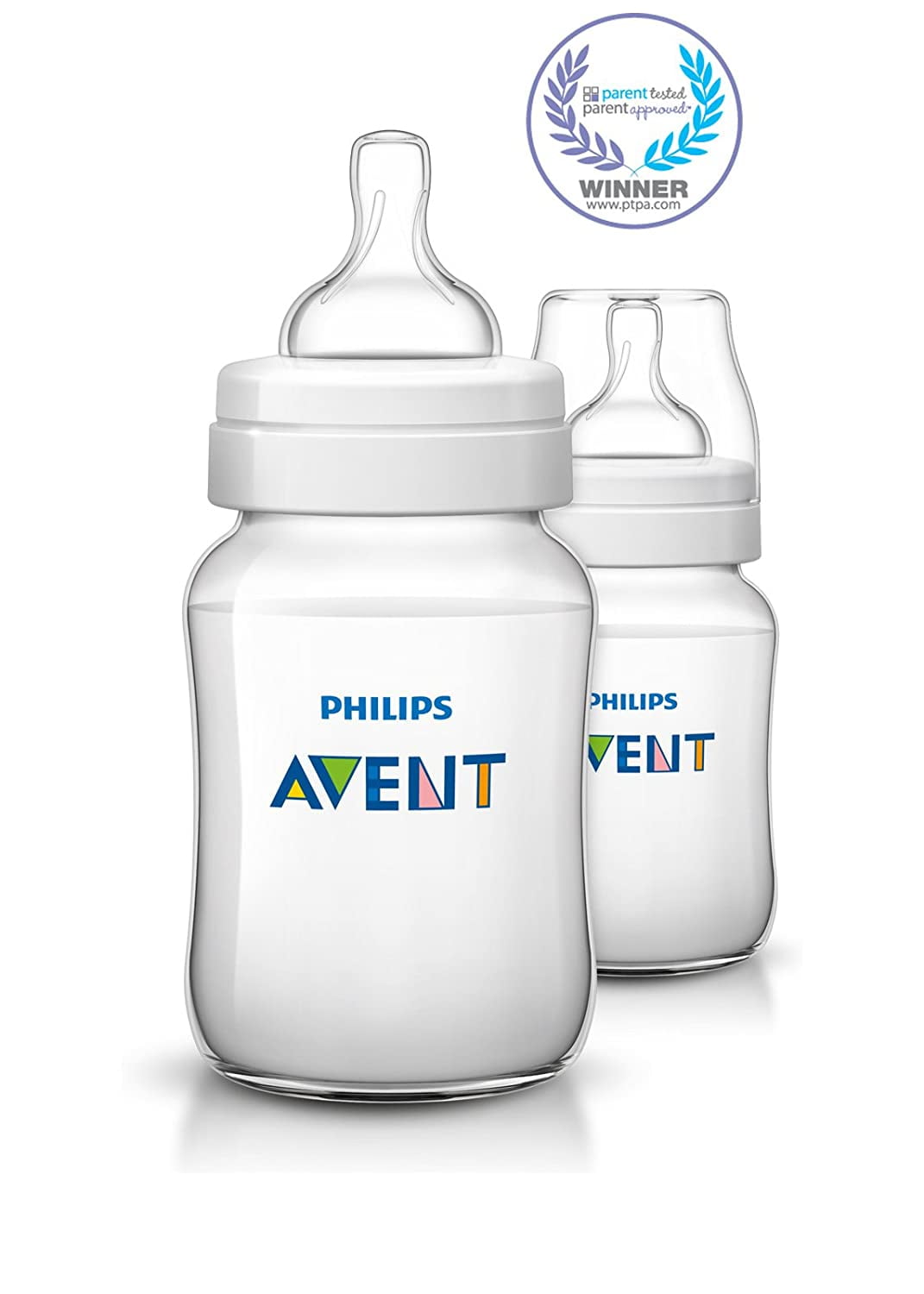 Philips Avent Anti-Colic Baby Bottles Clear, 9oz, 2 Piece