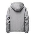 thumbnail image 5 of Zenithor Men's Hooded Windbreaker Jacket Zip Up Rain Coat Solid Long Sleeve Elastic Cuffs Pockets Spring Fall Outdoor Outerwear Gray(XXS-3XL), 5 of 9
