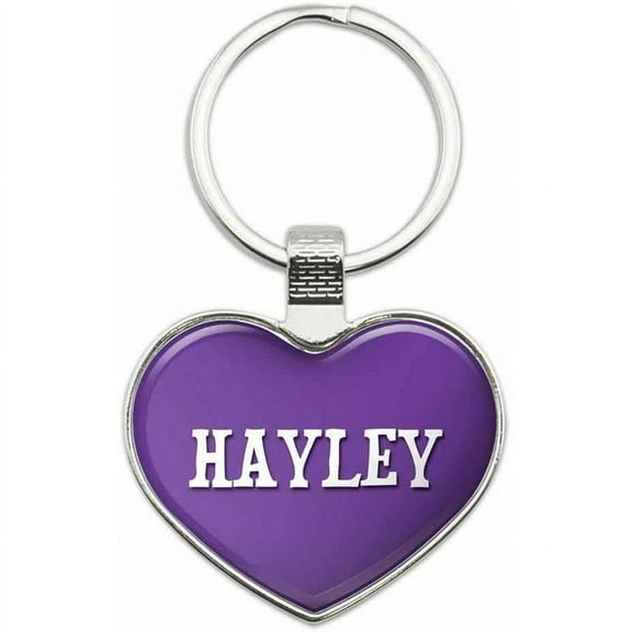 Hayley - Names Female Metal Heart Keychain Key Chain Ring, Purple