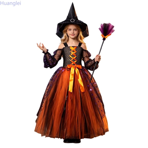 Huanglei Child Toddler Sleeveless Dress Hallowmas Holiday Party Performance Outfits (Purple 1)