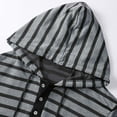 thumbnail image 4 of RYDCOT Men's Casual Short Sleeve Stripe Cotton Hoodie Pullover with Buttons and Drawstring Soft Muscle Fit Athletic Workout Top Gray, 4 of 6