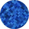 thumbnail image 1 of Ahgly Company Machine Washable Indoor Round Transitional Neon Blue Area Rugs, 5' Round, 1 of 7