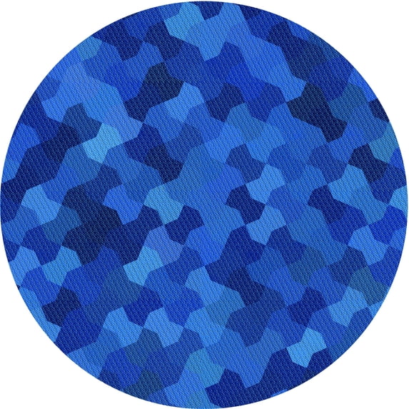Ahgly Company Machine Washable Indoor Round Transitional Neon Blue Area Rugs, 5' Round