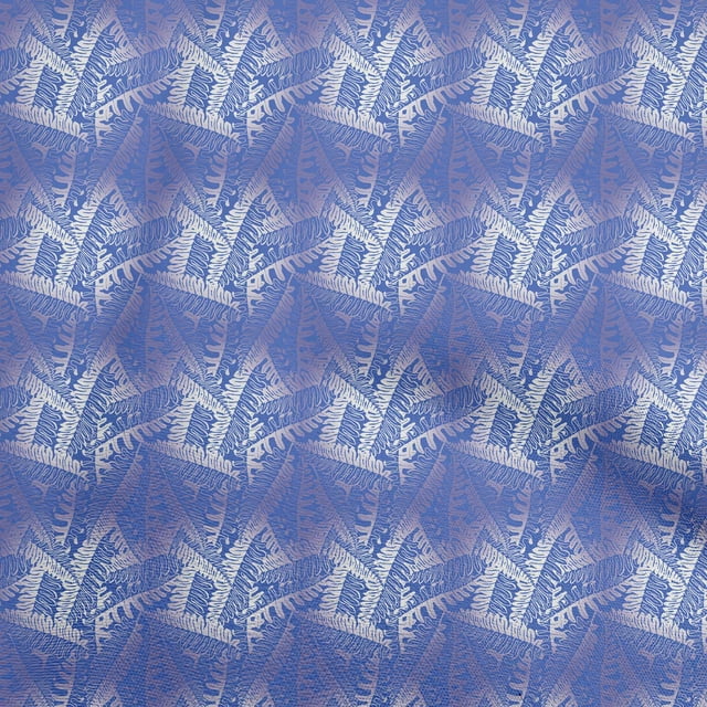 oneOone Georgette Viscose Medium Blue Fabric Leaves Craft Projects Decor Fabric Printed By The Yard 42 Inch Wide