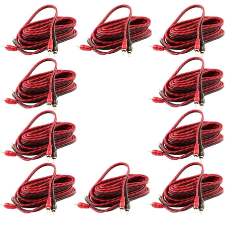 10 Pack DS18 12 Ft 2 Channel RCA Cables Car Audio Shielded Twisted Interconnect Amp price history on PriceWatchPro