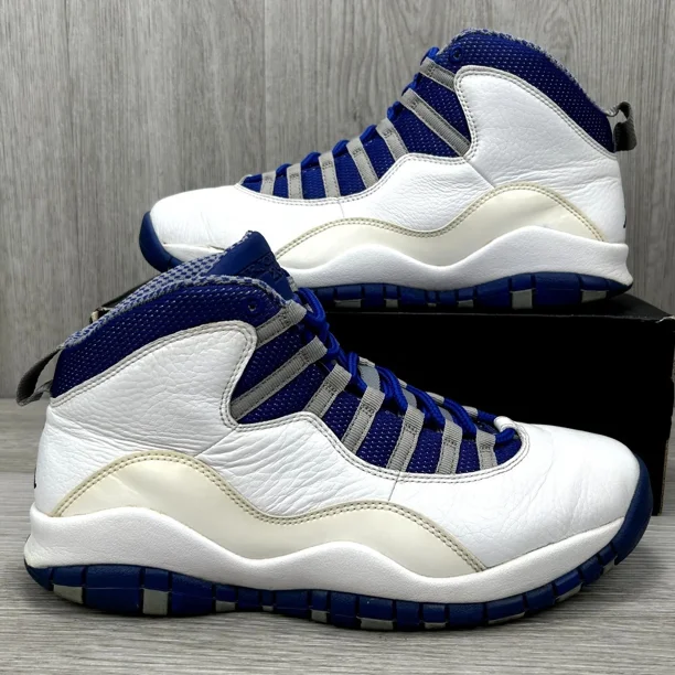 Ni - ke Ni - ke Air Jordan 10 Retro Old Royal White Mens 10 487214-107 Shoes Sneakers 2012