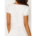 thumbnail image 6 of Michellecmm  Women's Eyelet Crop Tops Short Sleeve Square Neck Tie Front T-Shirts, 6 of 9