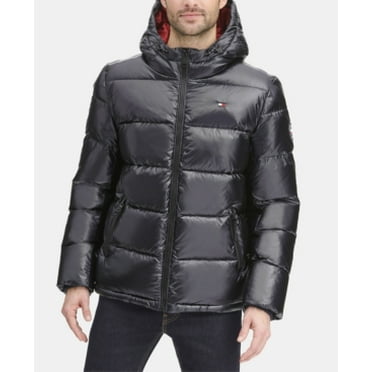Tommy Hilfiger Mens Pearlized Performance Hooded Puffer Coat - XL - Color Black
