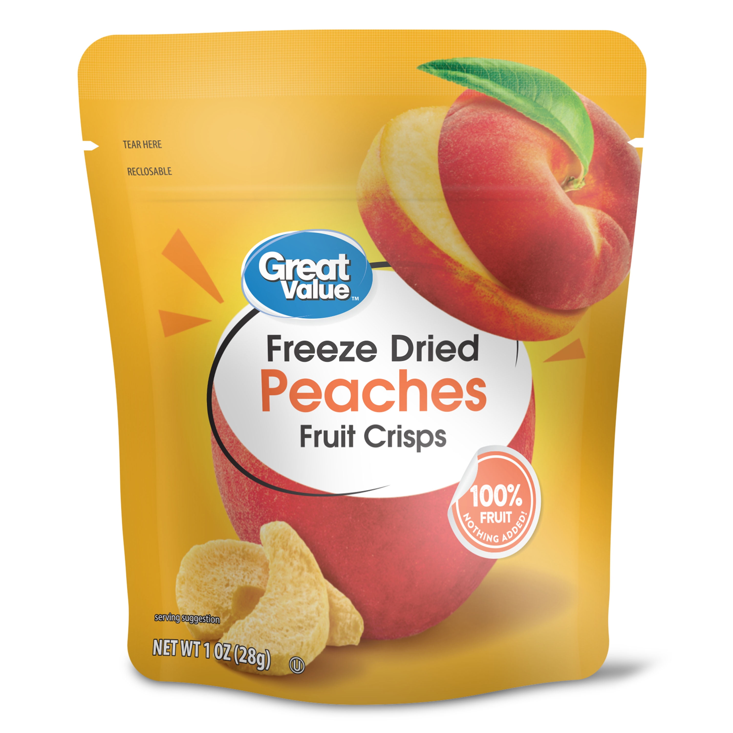 Great Value Freeze Dried Peach Crisps, 1 oz