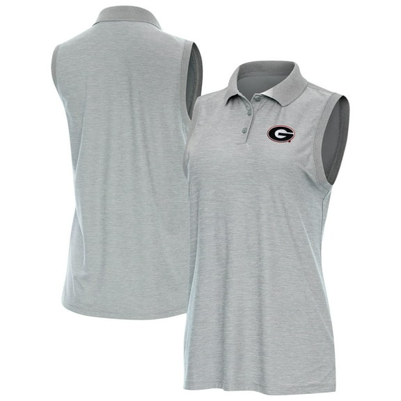 Women's Antigua Heather Gray Georgia Bulldogs Recap Sleeveless Polo
