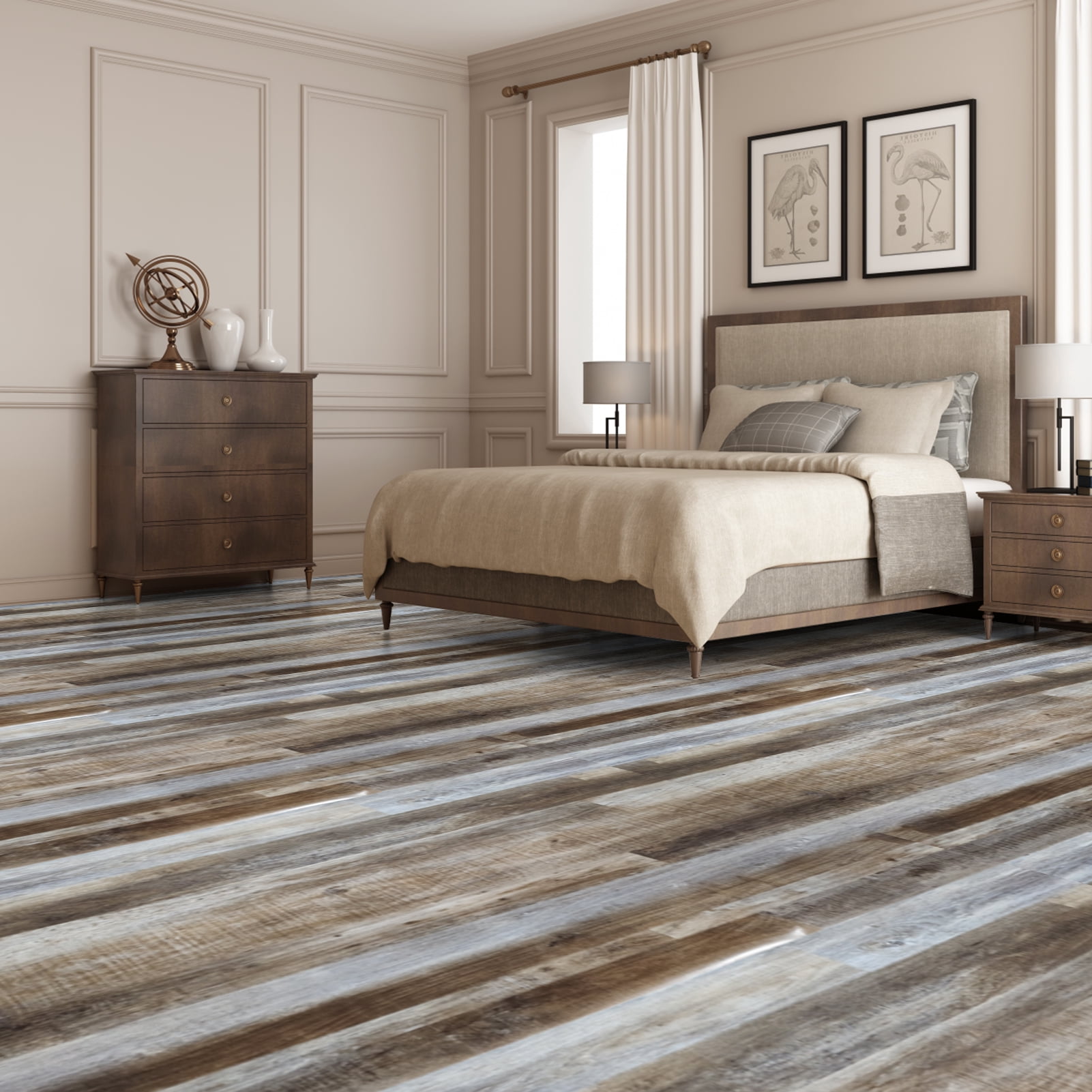 Art3d Self-Adhesive Flooring Peel and Stick Floor Tile Vinyl Wood Plank 36-Pack 54 Sq.Ft-Old Wood