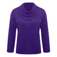thumbnail image 7 of Draped Cowl Neck Sweater for Women, Office Casual Long Sleeve Pullover Top Relaxed Fit Ribbed Layering Fall Winter Sweater, 7 of 7