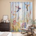 thumbnail image 3 of Spring Hummingbird Floral Kitchen Curtains 84 Inch Length, Farmhouse Flower Botanical Grommet Top Bedroom Living Room Curtains, Light Filtering Cafe Curtain Drapes 2 Panels Set 84''x84'', 3 of 9