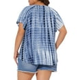 thumbnail image 4 of DARING DIVA Women's Plus Tye Dye Short Sleeves Blouse 1X Blue, 4 of 6
