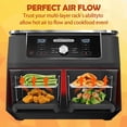 thumbnail image 3 of Air Fryer Accessories Set with 2 Air Fryer Silicone Mat 2 Stainless Steel Air Fryer Rack with 4 Skewers Reusable Non-Stick Heat-Resistant Rectangle Dehydrator Rack 4Pcs, 3 of 11