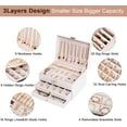 thumbnail image 5 of Christmas Gift for Women,Large Jewelry Box for Women Girls, 3 Layer Large Jewelry Boxes & Organizers, PU Leather Jewlwey Display Holder with Removable Tray for Earrings Rings Bracelets,Pink, 5 of 8