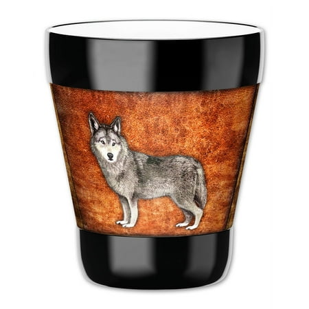 

Mugzie 12-Ounce Low Ball Tumbler Drink Cup with Removable Insulated Wetsuit Cover - Wolf