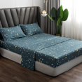 thumbnail image 4 of Protector de colchón para niños, sábana Blue Star Moon Galaxy para cama individual, cama con somier para colchón de hasta 25-30 cm, azul marino-150*200*27cm, 4 of 4