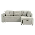 thumbnail image 4 of 86.6" Sectional Sofa L-shaped Sofa Couch Pull-out Sofa Bed with a Movable Ottoman, Two USB Ports and Two Cup Holders for Living Room (Grey), 4 of 12