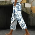 thumbnail image 2 of QATAINLAV Womens Capri Pants with Pockets Summer Straight Cropped Trousers Outdoor Casual Drawstring Beach Pants 2024 Trendy Leaf Print Capris Pants Hoy Oferta Flash Multicolor M, 2 of 6