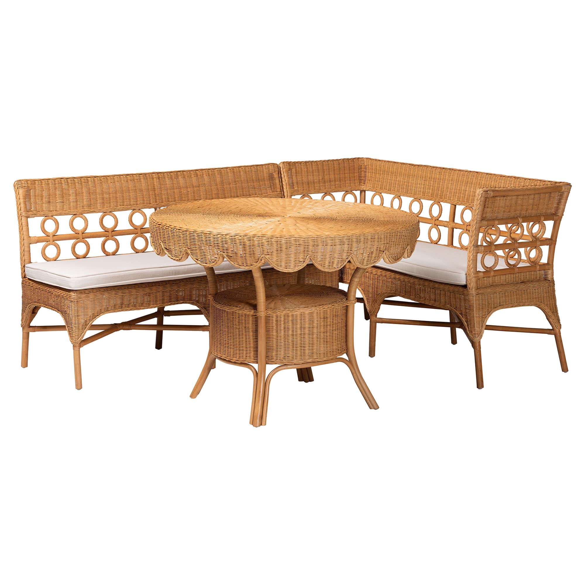 bali & pari Matilde Boho Dining Nook Set, 3-Piece, Light Honey