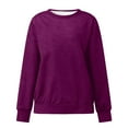 thumbnail image 3 of VISALY Pullover Crewneck Sweatshirt Tunic Sweatshirt Autumn Winter Loose Casual Casual Long Sleeves Round Neck Solid Color Sweatershirt Oversized Sweatshirt Hoodies Pullover Solid Sweatshirt Purple S, 3 of 4