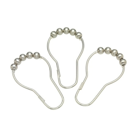 Roller" Shower Curtain Hooks in Brushed Nickel