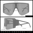 thumbnail image 3 of Womens Oversized Shield Curved Wrap Flat Top Half Rim Plastic Sunglasses Black - Brown, 3 of 8