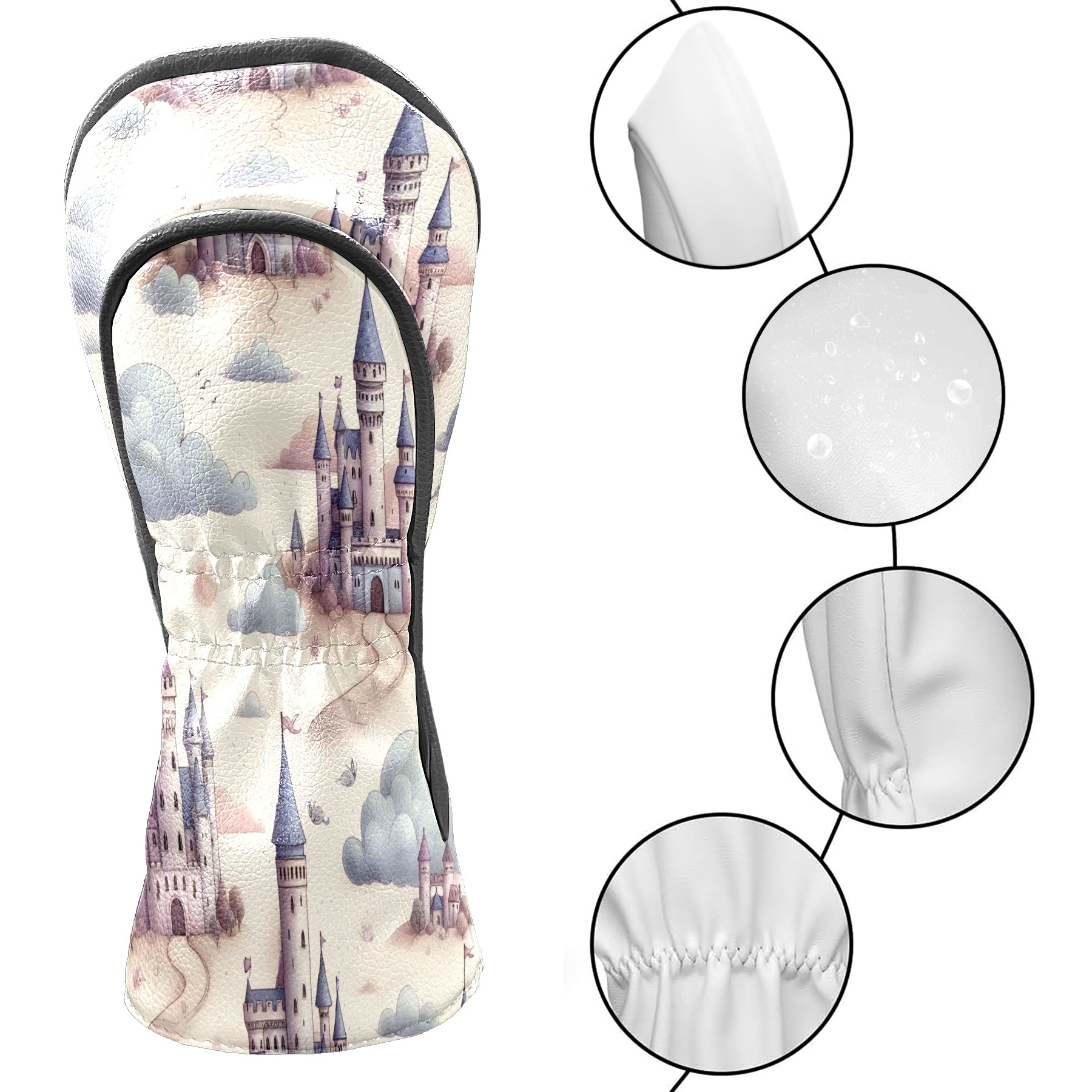 Golf Club Covers, LightGrayCastle Premium PU Leather Driver Hybrid Putter Head Covers with Velvet Lining, Waterproof Golf Gifts for Men Women