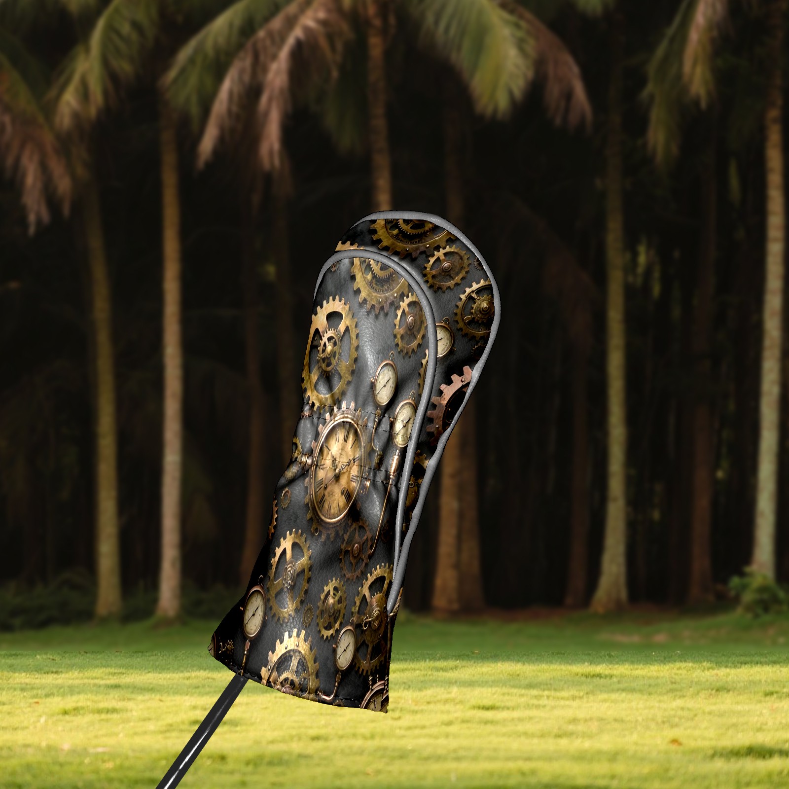 Golf Club Covers, Brown SteampunkGear Premium PU Leather Driver Hybrid Putter Head Covers with Velvet Lining, Waterproof Golf Gifts for Men Women