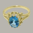 thumbnail image 5 of LBG British Made Real Solid 9k Yellow Gold Natural Blue Topaz Womens Promise Ring - 33 size options - Size 6.25, 5 of 6