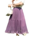 thumbnail image 2 of Robe Mi-Longue Plissée Couleur Unie Doublée en A Été Printemps Fête de Rue Longue Jupe, 2 of 7