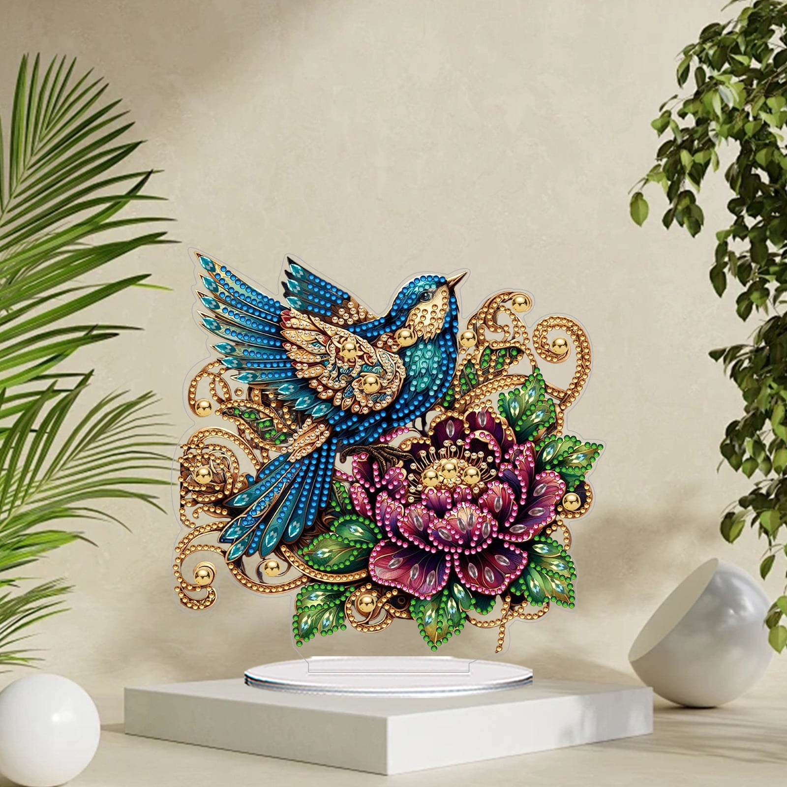 FLOPESN DIY Diamond Painting Art, exquisite and shiny patterns, size 8.26x8.26 inches, made of PVC material suitable for home and desktop decoration