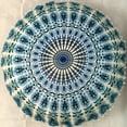 thumbnail image 3 of Stylo Culture Indian Round Throw Pillows For Bedroom Indian Mandala Floor Pillow Printed Floor Cushion Cover Blue Large 32x32 Decorative Bohemian Pom Pom Lace Cotton Peacock Feather 1 Pc, 3 of 4
